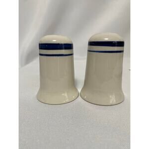 Vintage Restaurant Ware‎ Blue Stripe Salt & Pepper Shaker Set Farmhouse
